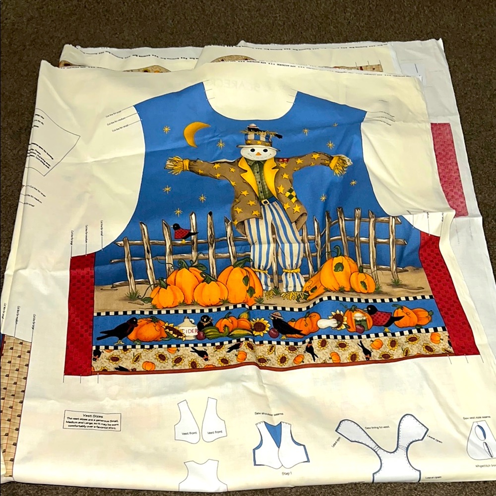 Vintage Scarecrow vest X 2 fabric Cranston works vip